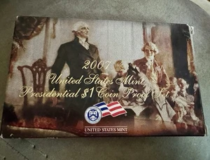2007 US Mint Proof Set 4 pezzi Presidential Golden Dollar Set OGP COA - Foto 1 di 5