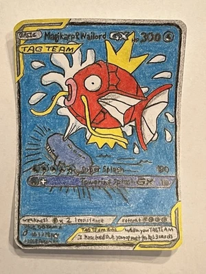 Magikarp & Wailord GX 161/181 Alt Full Art Pokémon Tag Team Hand Drawn Art Card - Image 1 of 4