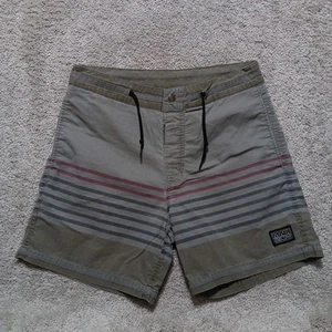 Maui and Sons Shorts Mens Small Gray Striped Swim Trunks Drawstring California - Picture 1 of 13