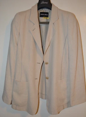 Giorgio Armani Black Label Italy Linen Silk Blazer Jacket 44 Womens Large Size 8 - Image 1 of 4