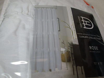 Nueva cortina de ducha DH Dainty Home Luxury Collection ROSE 72x72 ~ blanca nueva en paquete Foto 1 de 4