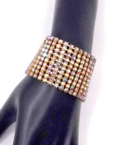 Retro Armband 50er Jahre mehrfarbig Vintage Strass goldfarben - Bild 1 von 3