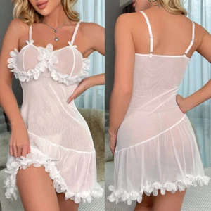 Women's Sexy Wedding Lingerie Set Bride Babydoll Lace Chemises Nightwear Outfits - Picture 1 of 9