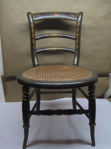 Antique Chair 19th Century Child/Doll Chair Hand Painted Cane Seat All Original Cover