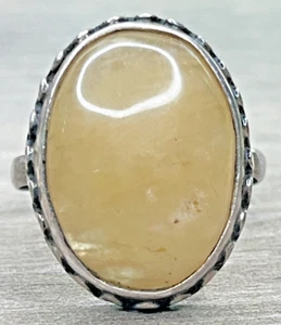 Vintage Sterling 925 Peach Moonstone Southwestern Ring Oval Cabochon SZ 7.5 5.5g - Picture 1 of 15
