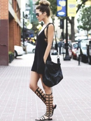 STUART WEITZMAN GLADIATOR BLACK NAPPA LEATHER SANDAL BOOT CELEBRITY SZ 7 NEW - Image 1 of 4