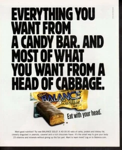 Vintage print ad advertisement Balance Gold Bar Eat with your Head Protien bar - Picture 1 of 1
