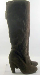 BAMBOO brown 4"High BLOCK Heel ROUND TOE BACK ZIP Knee Boot WOMEN Size 10 - Picture 1 of 5