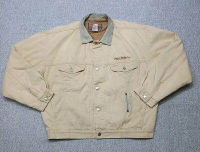 Vintage Diesel Industry Denim Beige Jacket Leather Collar Made In Italy Size XL - Image 1 of 4