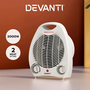Devanti Electric Fan Heater Portable Room Office Heaters Hot Cool Wind 2000W - Picture 1 of 11