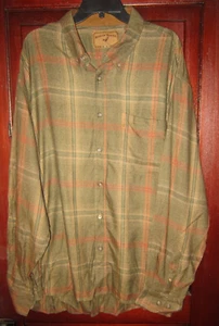 North River Outfitters Mens Size XXL Button Shirt Top Plaid Green Orange Soft - Picture 1 of 3