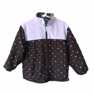 Carter's Reversible Hooded Jacket Pink Brown Hearts Front Pockets Youth Size 3/4 - Picture 1 of 8