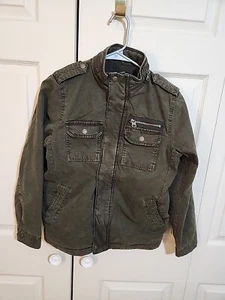 Levi's Field Jacket Boy's Medium 10-12 Green Military Barn Coat Lined Full Zip - Picture 1 of 15