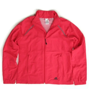 Chaqueta cortavientos mediana Adidas para mujer con cremallera completa cuello simulado ventilado salmón rosa - Imagen 1 de 11