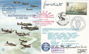 AC19 40th Anniv of V E Day Signed by Lt Gen M Elwood USMC WW11 Ace (5) - Picture 1 of 2