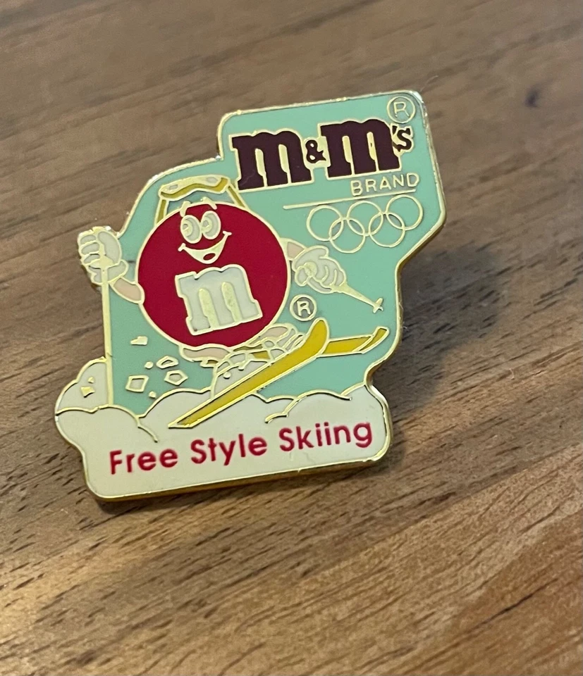 M&Ms Winter Games Freestyle Skiing Red M&M Olympic Pin - Image 1 of 1