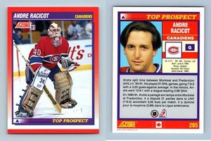 Andre Racicot - Canadiens #285 Score 1991-2 Bilingual RC NHL Hockey Card