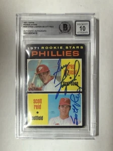 GREG LUZINSKI SCOTT REID SIGNED 1971 TOPPS ROOKIE CARD #43 PHILLIES BECKETT 10 - Picture 1 of 2