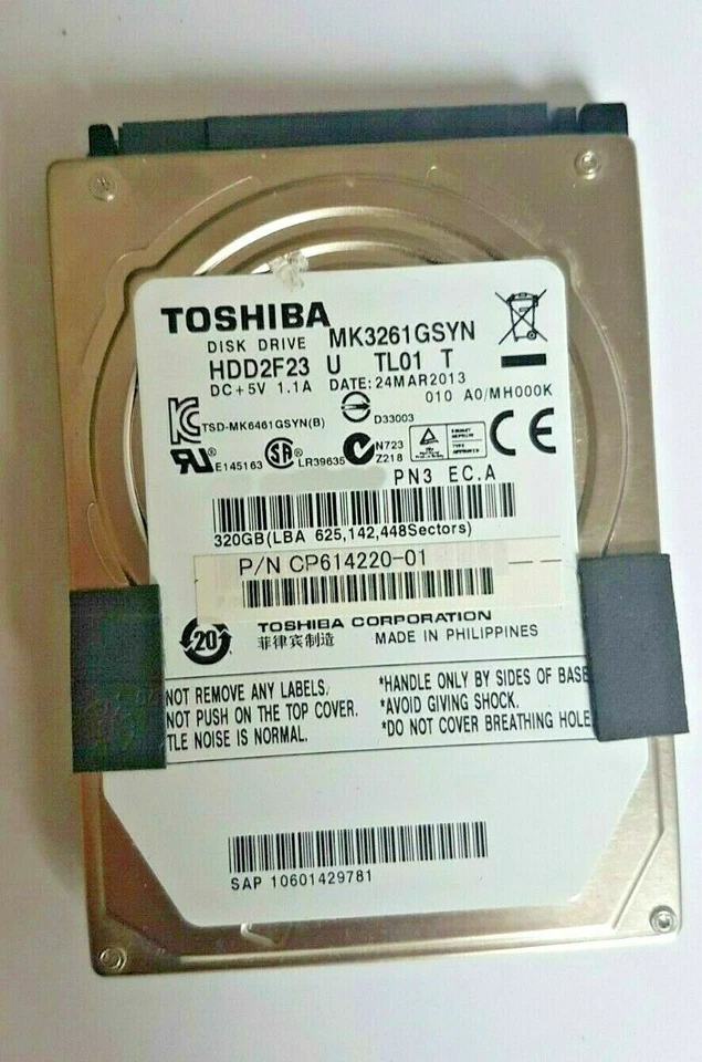 320 GB SATA Toshiba MK3261GSYN 7200rpm 16MB 2.5 " Internal Hard Drive - Image 1 of 1