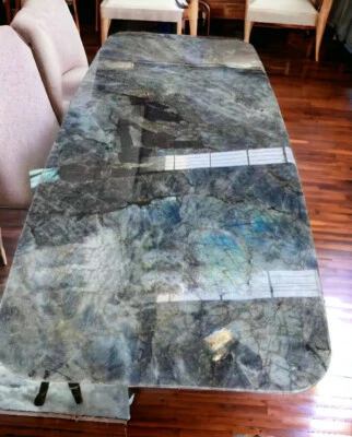 60"x30" Labradorite Dining Table Gemstone Counter Desk Table Office Meeting Deco - Image 1 of 4