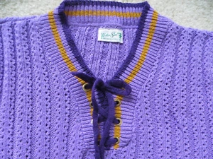 Vintage 60s 70s HELEN SUE NYC Purple SWEATER w/Grommets 44 Medium NEW NWT - Picture 1 of 6