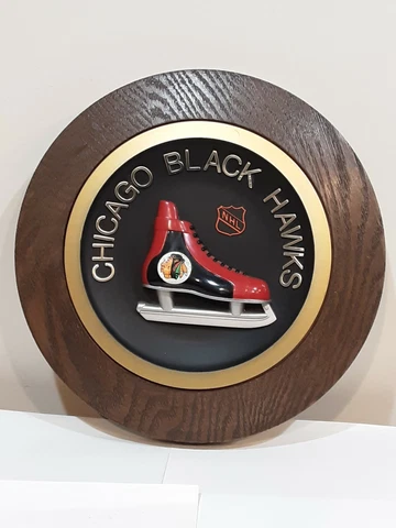 VINTAGE CHICAGO BLACKHAWKS NHL HOCKEY SKATE 14" WALL PLAQUE Cover