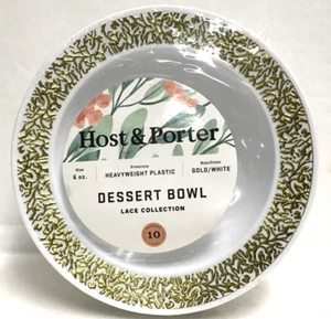 DESSERT BOWL(10 pcs)  HOST & PORTER LACE COLLECTION GOLD/WHITE NIB SEALED - Picture 1 of 2
