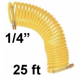 25ft 1/4" Recoil Air Hose Re Coil Spring Ends Pneumatic Compressor Tools 200 psi - Picture 1 of 1