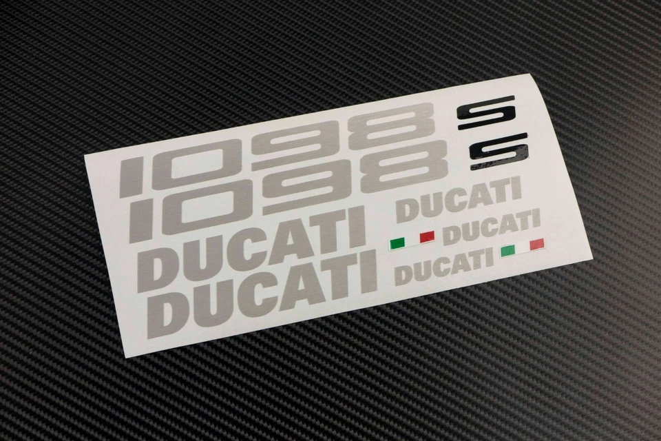 DUCATI 1098 1098s fairing tank stickers decals S brushed aluminum oem size - Image 1 of 4