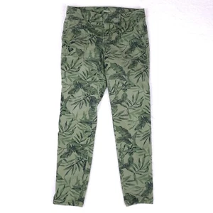 Old Navy Pixie Skinny Pants Womens 4 Green Camo Tropical Leaf Print Casual Chic - Picture 1 of 11