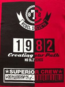 Mens TrukFit Rebel Society 1982 Superior Crew Graphic Print T Shirt Red Sz Large
