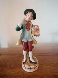 Rokoko Porzellanfigur Porzellan Figur Kavalier Mann mit Blumen polychrom 18 cm - Bild 1 von 4