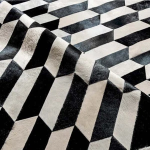Figaro Black and White Patchwork Cowhide Rug - Picture 1 of 7