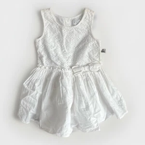 Crown And Ivy Kids Girls White Dress  Eyelet Lace Top Double Layer Pleated Skirt - Picture 1 of 13
