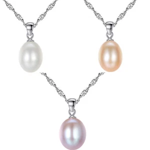HALSKETTE 925 STERLING SILBER SÜßWASSERPERLE KETTE ECHTE PERLE DAMEN SCHMUCK NEU - Bild 1 von 4