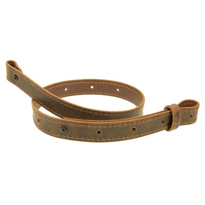 1 1/4" Wide Buffalo Leather Rifle Gun Sling_Crazy Horse/Brown_Amish Handmade - Image 1 of 4