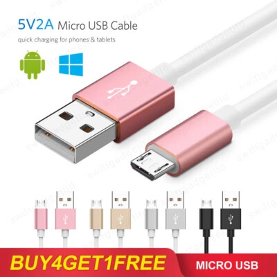 1M 2M Micro USB Cable Fast Charger Data Lead for Samsung Galaxy S7 edge S6 S5 S4 - Image 1 of 4