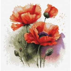 Gezähltes Kreuzstich Set Mohnblumen Blumen Luca-S DIY - Bild 1 von 4