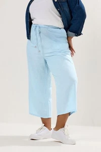 Yours Curve Women's Plus Size Wide Leg Linen Culottes - Picture 1 of 13