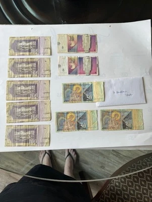 Lot of 9 North Macedonia Banknotes – 100, 50, 10 Denari – Obsolete & Circulated  - Image 1 of 4