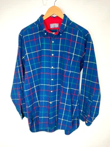 Vintage Pendleton Wool Flannel Blue Check Button Shirt Men's Large - Made in USA - Picture 1 of 5