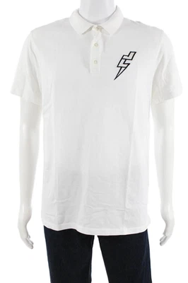 J. Lindeberg Mens Short Sleeve Collared Knit Polo Shirt White Cotton Size Medium - Image 1 of 4