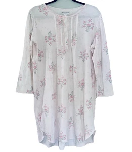 Miss Elaine Langarm Flanell Nachthemd L rosa Blumen Knöpfe Spitze weich kuschelig - Bild 1 von 9