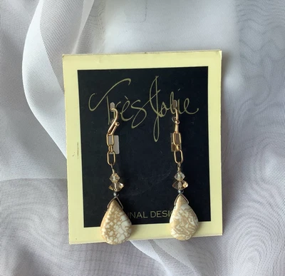 PENDIENTES VINTAGE*TRES*JOLIE*SEMI*PRECIOSA*PIEDRA*SWAROVSKY*CRISTAL*ORO*CHAPADO* Foto 1 de 4