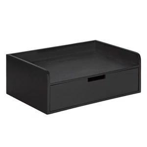 Kitt Modern Floating Wall Shelf Side Table with Drawer, 18" x 12" x 6.5", Black - Picture 1 of 9
