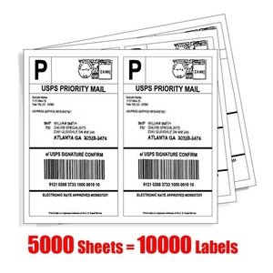 10000 Half Sheet 8.5x5.5 Shipping Labels Self Adhesive 2/Sheet for ebay Paypal - Picture 1 of 2