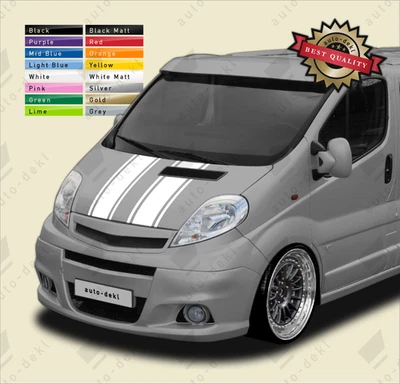 Se adapta a Vauxhall Opel Vivaro (2001-2014) - Calcomanía adhesiva delantera rayas capó furgoneta - Imagen 1 de 4
