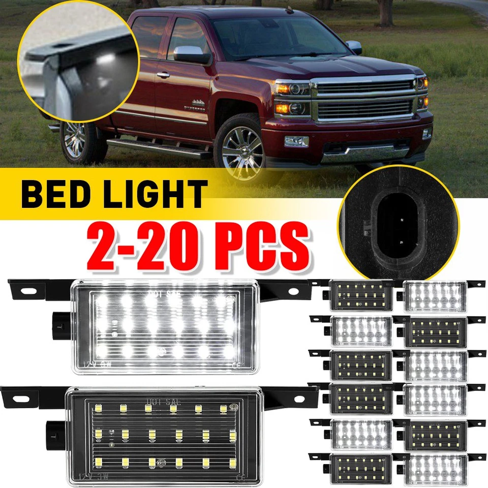 2-20X LED Bed For Lamps Silverado 2015-2019 HD HD Sierra 2014-2019 & 1500 Models - Image 1 of 4