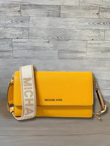 Michael Kors Jet Set Mujer Grande Cuero Cremallera Bandolera Cartera Bolso Amarillo Jazmín - Imagen 1 de 10