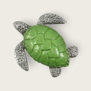 Pisapapeles peso servilleta aluminio plateado tortuga marina verde mariposa - Imagen 1 de 4
